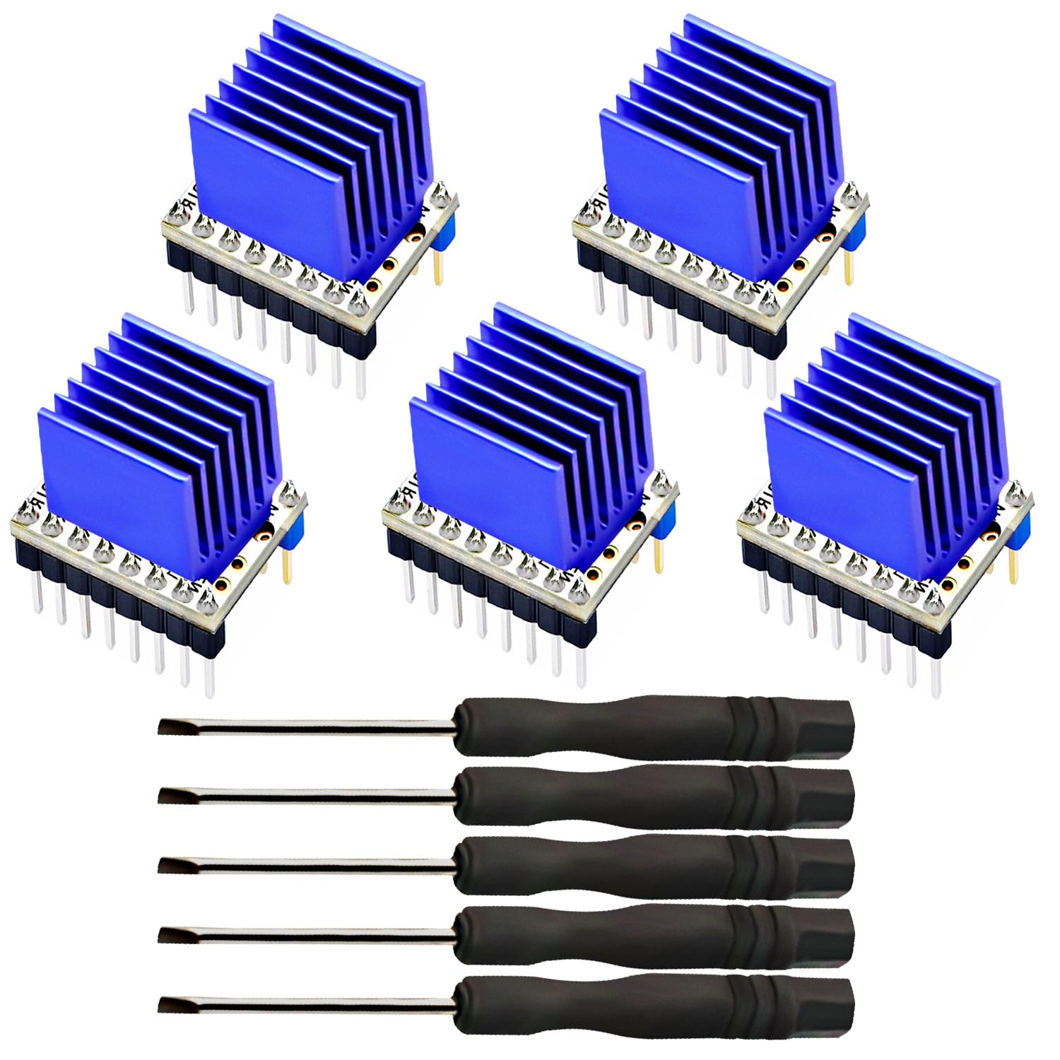 Cenrykay Tmc2208 3D Printer Stepper Motor Driver, 5Pack Tmc2208 V1.2 Stepper Driver Module With Heat Sink For 3D Printer Control